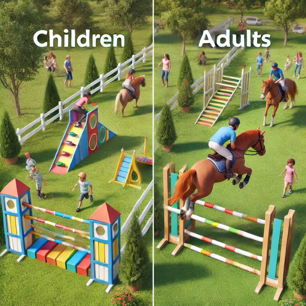 Czy przeszkody Hobby Horse są takie same dla dzieci i dla dorosłych?